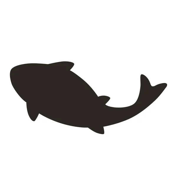 黒のシルエット鯉。ポスターやTシャツのためのフラットデザイン。ベクターイラスト — ストックベクタ