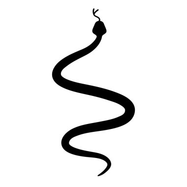 Bir yılanın siyah silueti. Poster ya da tişört için düz tasarım. Vektör illüstrasyonu