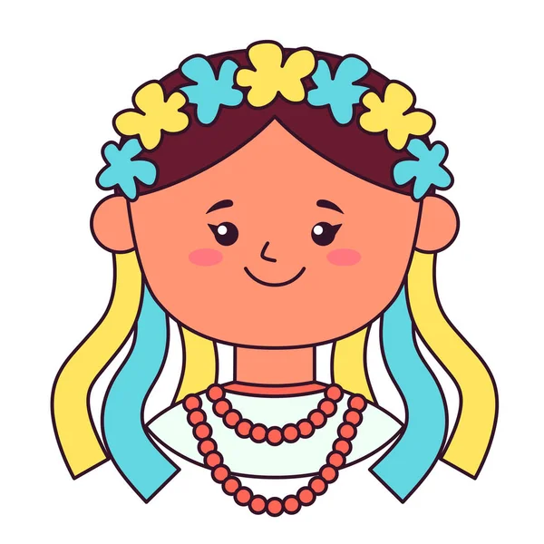 Roztomilé ukrajinské děvče. Plochý design plakátu nebo trička. Vektorová ilustrace — Stockový vektor