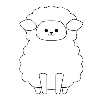 Kara çizgi sanat şirin koyunlar. Poster ya da tişört için düz tasarım. Vektör illüstrasyonu