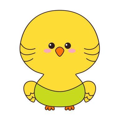 Beyaz arka planda izole edilmiş şirin, dalgalı bir papağan. Poster ya da tişört için düz tasarım. Vektör illüstrasyonu