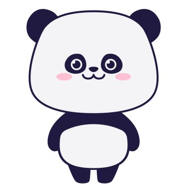 Sevimli küçük panda beyaz bir arka planda tek başına duruyor. Poster ya da tişört baskısı. Vektör illüstrasyonu