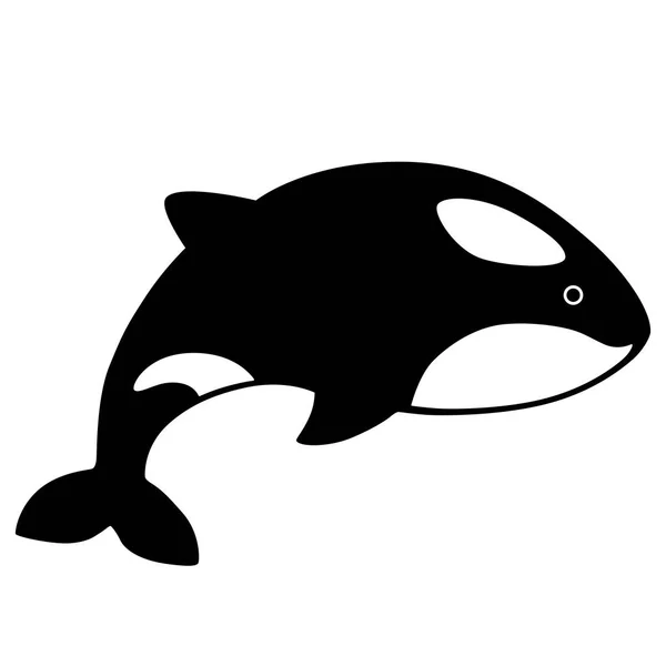 黒のシルエットキラークジラ。ポスターやTシャツのためのフラットデザイン。ベクターイラスト — ストックベクタ