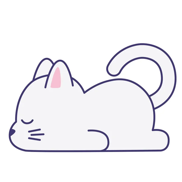 Симпатичная кошка спит. Плоский дизайн плаката или футболки. Векторная иллюстрация — стоковый вектор