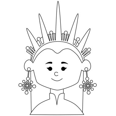 Siyah çizgili Kar Kraliçesi. Poster ya da tişört için düz tasarım. Vektör illüstrasyonu