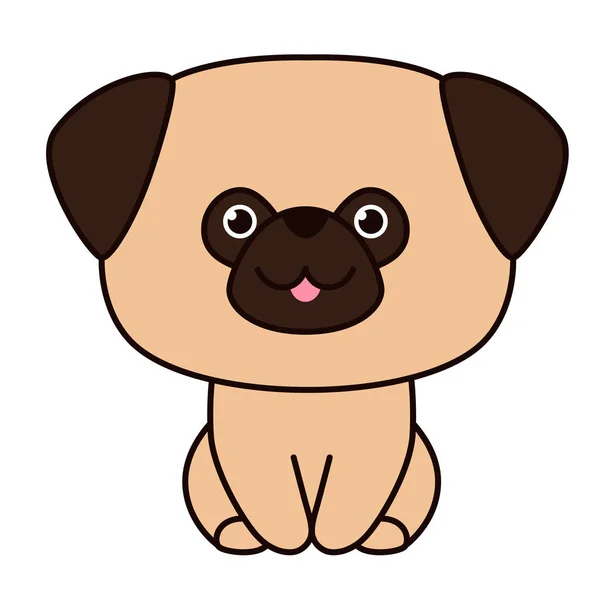 Cute little pug dog. Print for poster or t-shirt. Vector illustration — Stock Vector