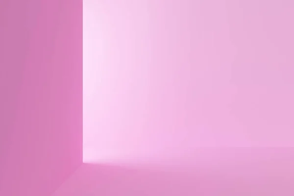 Rózsaszín szoba világítással a bejárattól. 3D-s renderelés — Stock Fotó