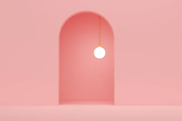 Ροζ Δωμάτιο Λάμπα Και Καμάρα Σχεδιασμός Backdrop Για Την Προώθηση — Φωτογραφία Αρχείου