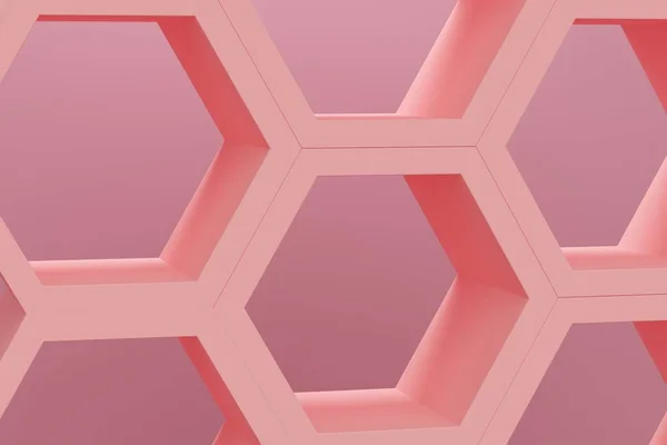 Abstrakt polygonal hylla på rosa bakgrund. 3d-konvertering — Stockfoto