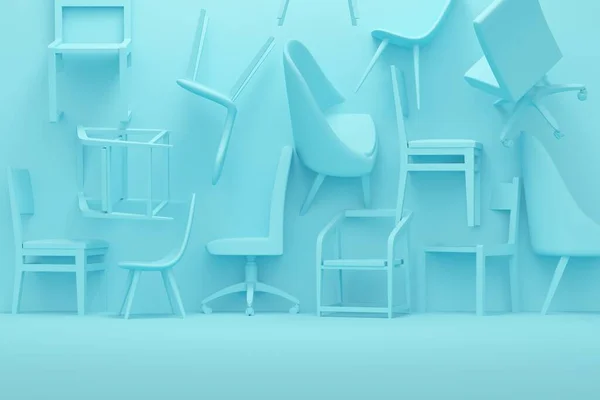 Abstract Blue Background Chairs Wall Backdrop Design Product Promotion Rendering — Stock Photo, Image