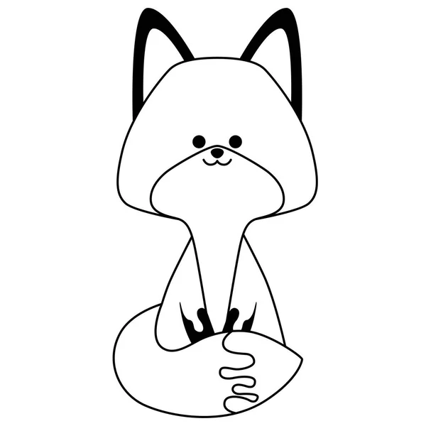 Μαύρη γραμμή τέχνη χαριτωμένο αλεπού. Επίπεδη σχεδίαση για αφίσα ή t-shirt. Εικονογράφηση διανύσματος — Διανυσματικό Αρχείο
