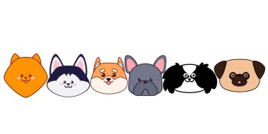 Bir çift şirin köpek. Poster ya da tişört baskısı. Vektör illüstrasyonu