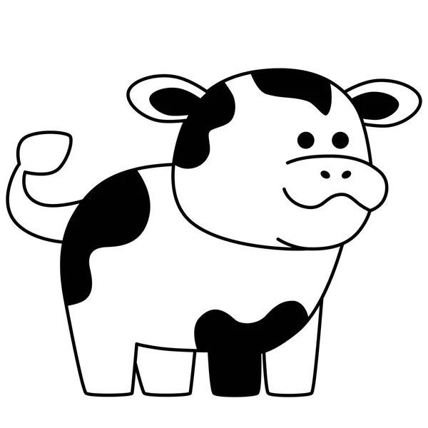 Czarna linia artystyczna krowa. Płaska konstrukcja plakatu lub koszulki. Ilustracja wektora — Wektor stockowy