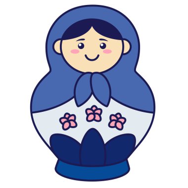 Rus bebek matryoshka. Poster ya da tişört için düz tasarım. Vektör illüstrasyonu