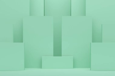 Dikdörtgenli naneli arkaplan. Ürün tanıtımı için fon tasarımı. 3d oluşturma