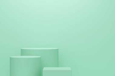 Silindirik ve kare podyum ile özet bir arkaplan. 3d oluşturma