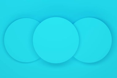 Birden fazla silindirik podyumu olan soyut mavi arkaplan. Üst Manzara. Ürün tanıtımı için fon tasarımı. 3d oluşturma