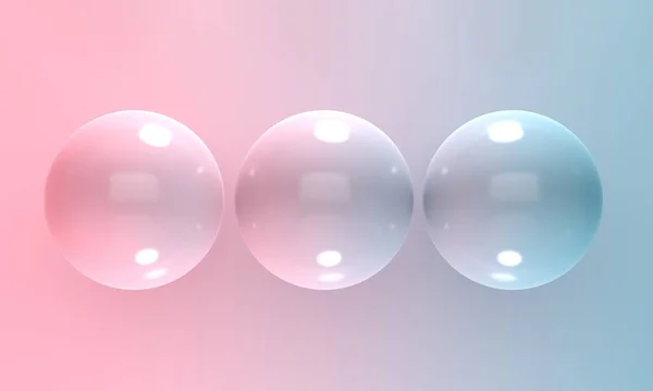 Абстрактный градиентный фон розовый и синий ряд шариков. 3d-рендеринг — стоковое фото