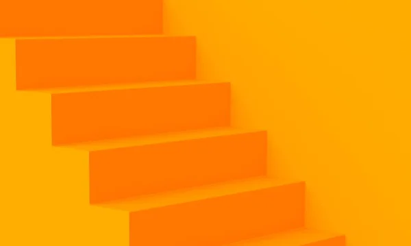 Bright orange room with staircase and wall. 3d rendering — Stock Photo, Image