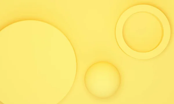 Abstrakter gelber Hintergrund mit zylindrischem Podium und Kugel. Ansicht von oben. 3D-Darstellung — Stockfoto