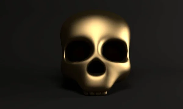 Abstrakter schwarzer Hintergrund mit goldenem Totenkopf. 3D-Darstellung — Stockfoto