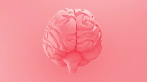 3D Low poly human brain on a pink background. Minimal modern seamless motion design. — Stock Video