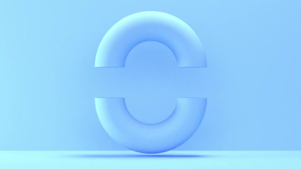 3D Fondo azul abstracto con medio anillo levitante. Diseño de movimiento inconsútil moderno mínimo. — Vídeo de stock