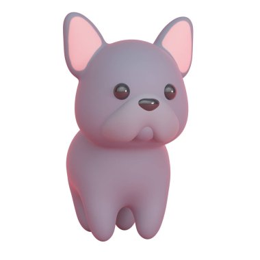 Fransız Bulldog beyaz arka planda izole edildi. 3d oluşturma