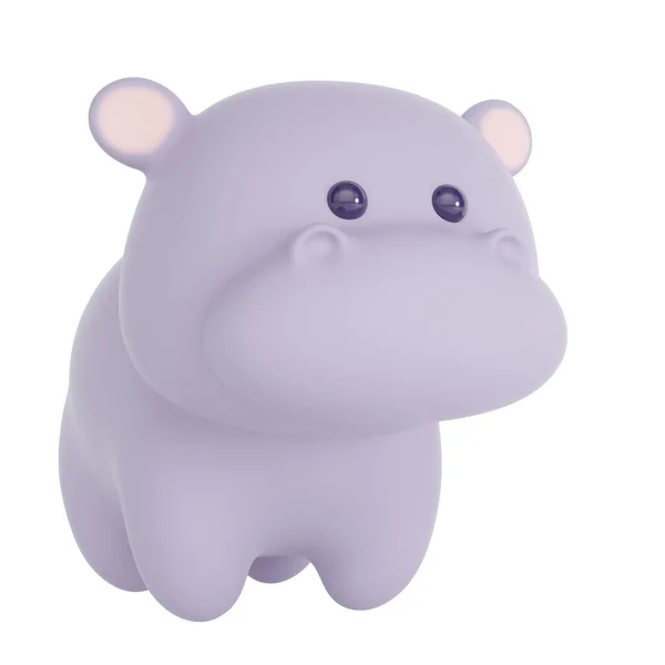 Hippo elszigetelt fehér háttérrel. 3D-s renderelés — Stock Fotó