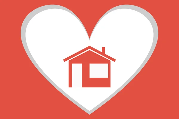 Little red house on a background of heart — Stock Vector