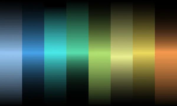 Cintas de colores arco iris sobre un fondo negro — Vector de stock