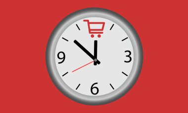 Alışveriş zamanı. Alışveriş sepetleri sembolüyle izle.