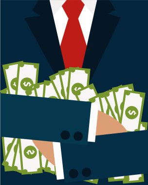 İşadamı para tutan takım elbiseli. İş kavramı