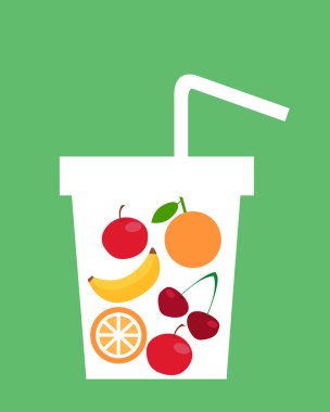 Meyve suyu. Sağlıklı bir yaşam tarzı. Bir bardak meyve. Vektör çizim.