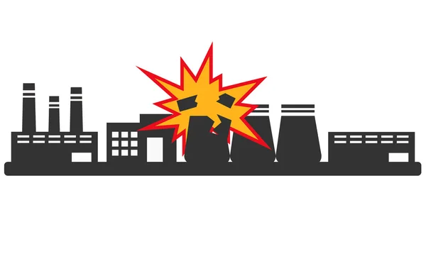 Explosion vid anläggningen. Miljökatastrof i branschen. Vektor illustration — Stock vektor