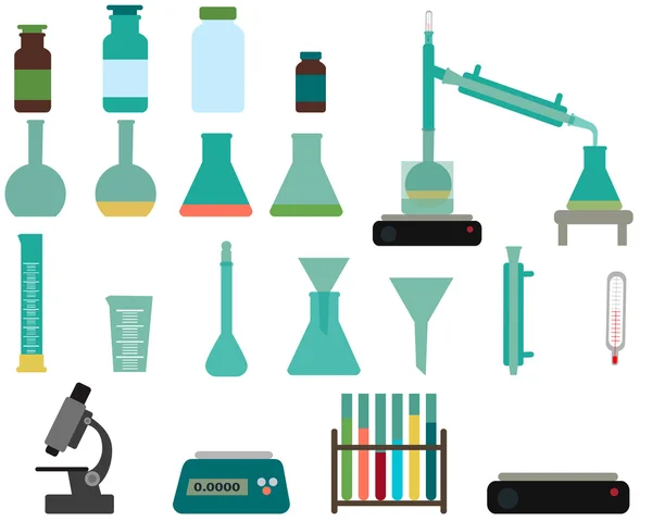 Conjunto de equipamentos de laboratório. Ilustração vetorial —  Vetores de Stock