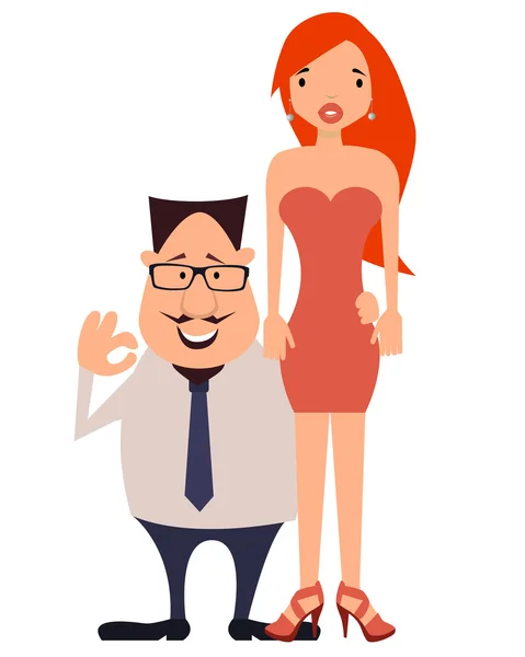 Un par. Hombre de negocios rico y su hermosa esposa. Ilustración vectorial — Vector de stock