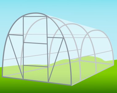 Mavi gökyüzü arka plan üzerinde sera. Vektör çizim