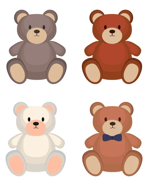 Brinquedo urso conjunto isolado no fundo branco. Ilustração vetorial — Vetor de Stock