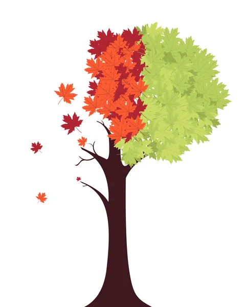 Changing seasons from summer to autumn. Vector illustration — Stock Vector