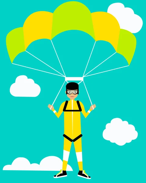 Parachutiste sur fond de ciel. Concept de repos actif. Illustration vectorielle — Image vectorielle