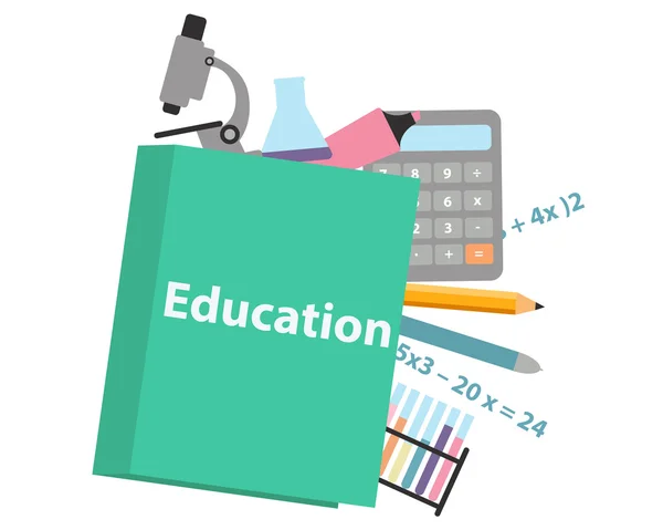 Educação conceitual. Escola de matemática e química livro didático. Ilustração vetorial — Vetor de Stock