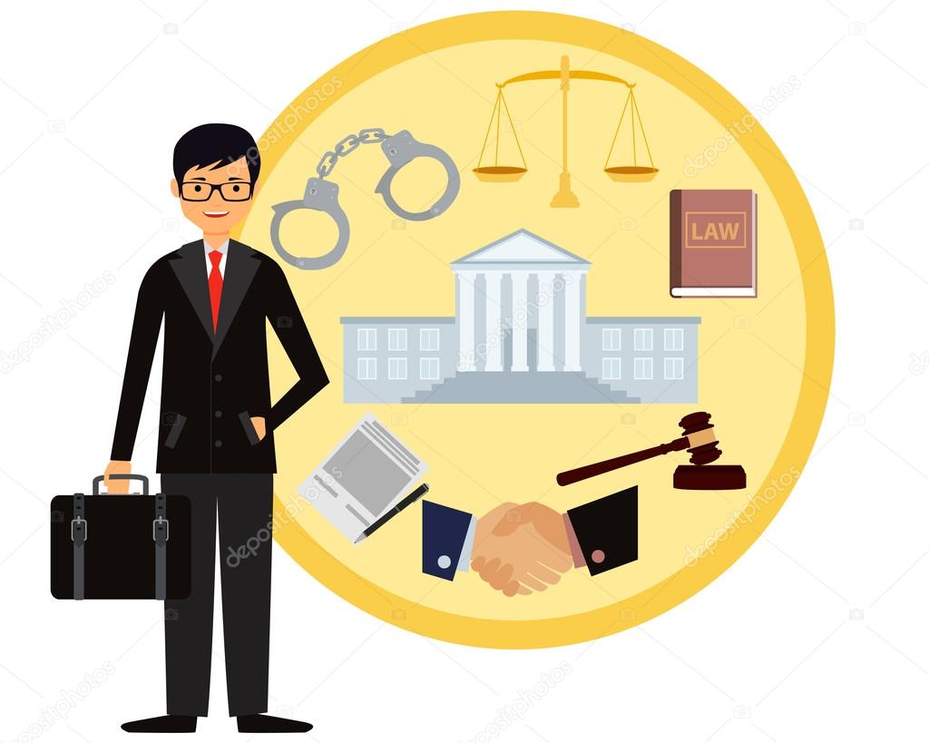 Man lawyer. Icon set law. Vector illustration Stock Vector by ©Margorita  78829130