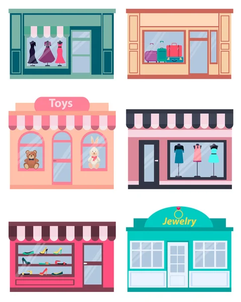 Set shop. Clothing, shoes and jewelry. Vector illustration — Stock Vector