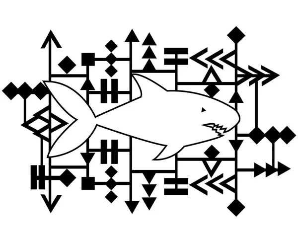 抽象的なサメ。T シャツの印刷します。グラフィック デザイン。ベクトル図 — ストックベクタ
