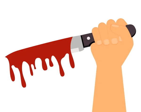 Problemas sociales. Un hombre sosteniendo un cuchillo sangriento. Ilustración vectorial — Vector de stock