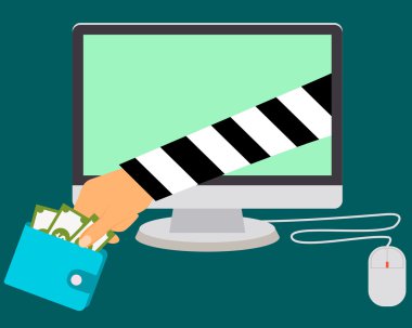 Online para çalmak. Internet scammers. Vektör çizim