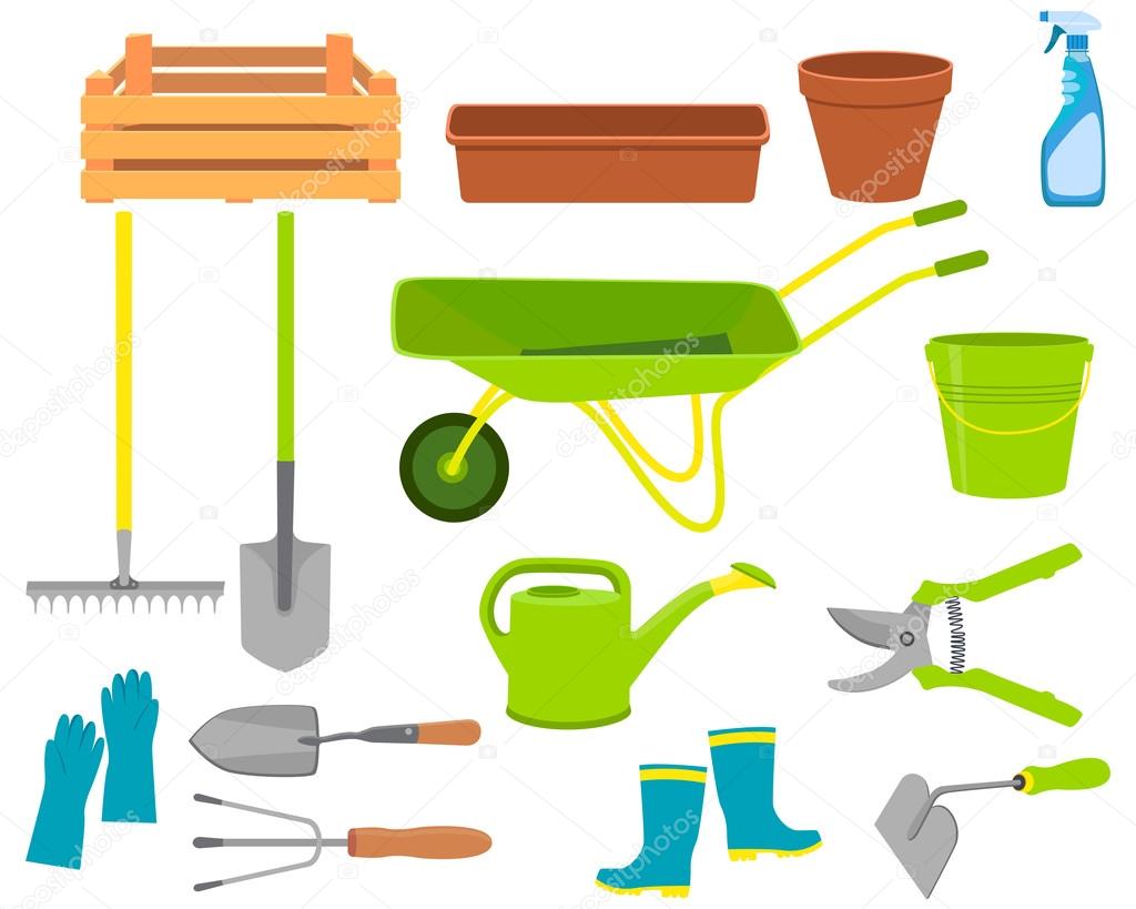 Set of icons garden tools isolated on white background. Vector illustration