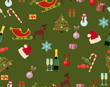 Dikişsiz desen Noel ve yeni yıl. Vektör çizim