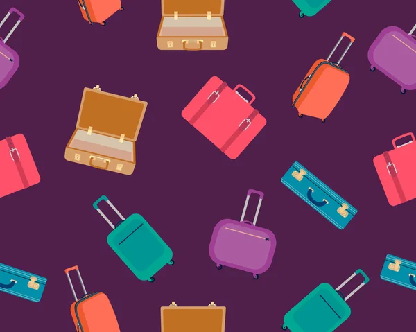 Maleta de patrón sin costuras. Maletas modernas y vintage para viajar. Ilustración vectorial — Archivo Imágenes Vectoriales